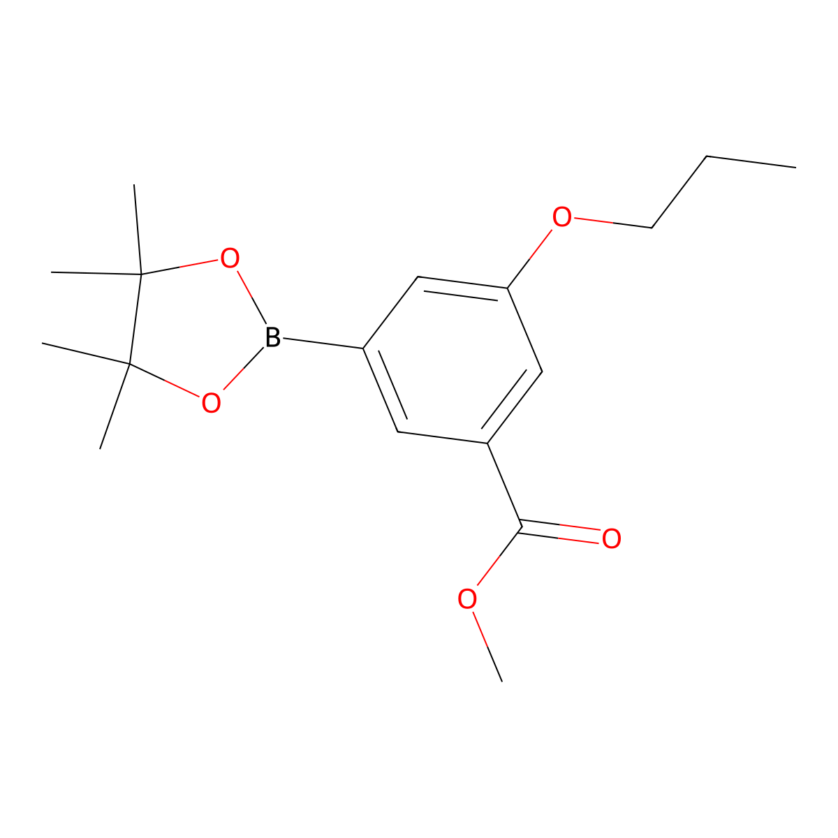 Methyl 3-propoxy-5-(tetramethyl-1,3,2-dioxaborolan-2-yl)benzoate molecular structure, CAS 1801514-55-5