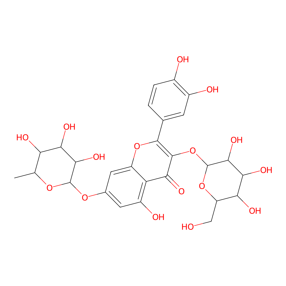 Quercetin 3-O-glucoside 7-O-rhamnoside molecular structure, CAS 18016-58-5