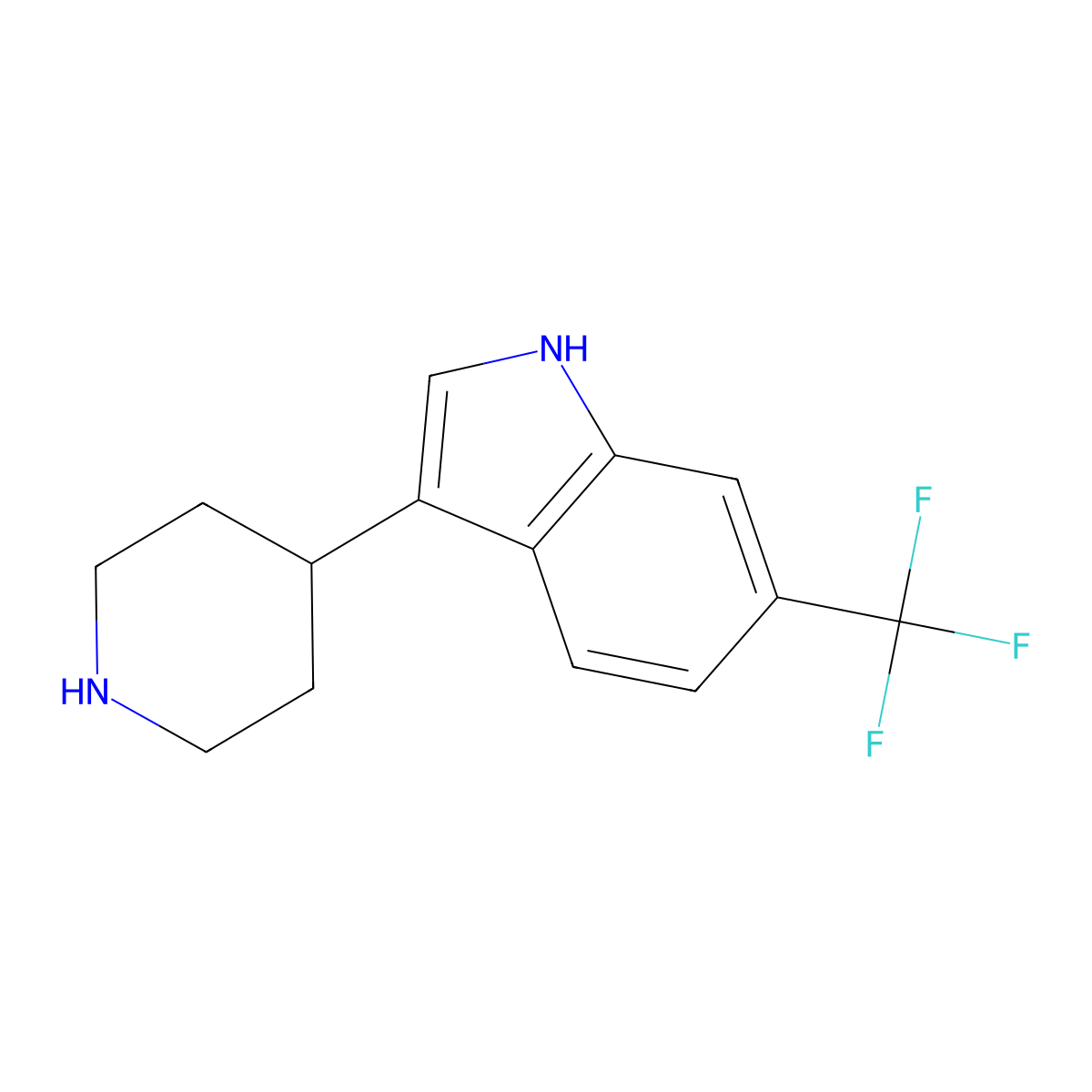 6-trifluoromethyl-3-(piperidin-4-yl)-1H-indole molecular structure, CAS 180160-72-9