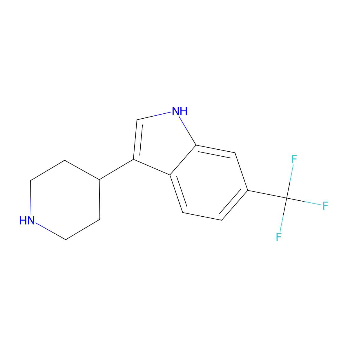 6-trifluoromethyl-3-(piperidin-4-yl)-1H-indole molecular structure, CAS 180160-72-9