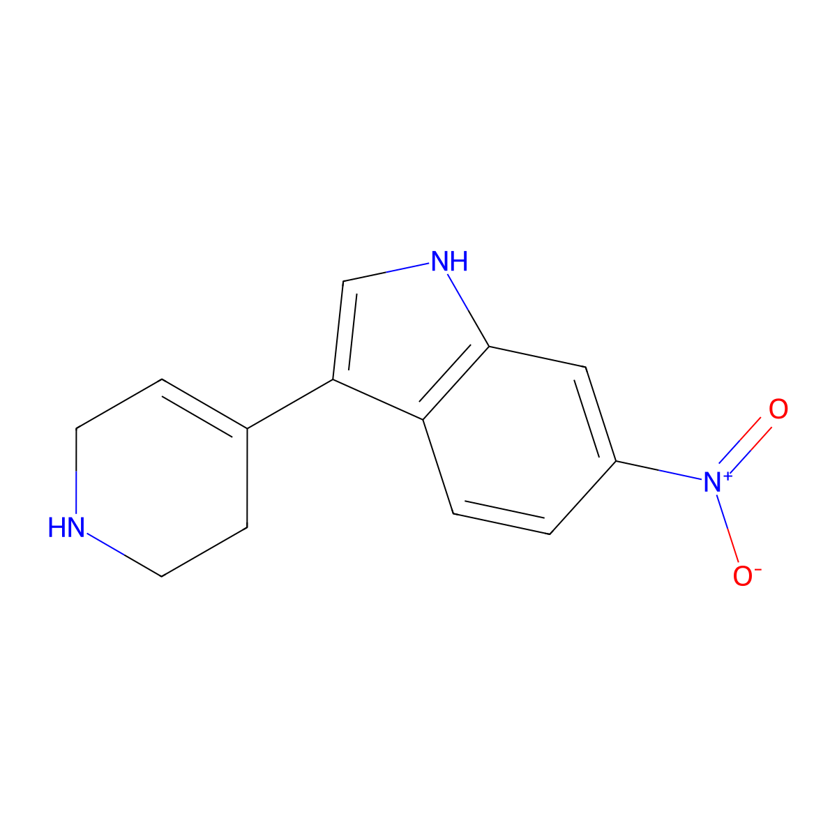 6-Nitro-3-(1,2,3,6-tetrahydro-4-pyridinyl)-1H-indole molecular structure, CAS 180160-75-2