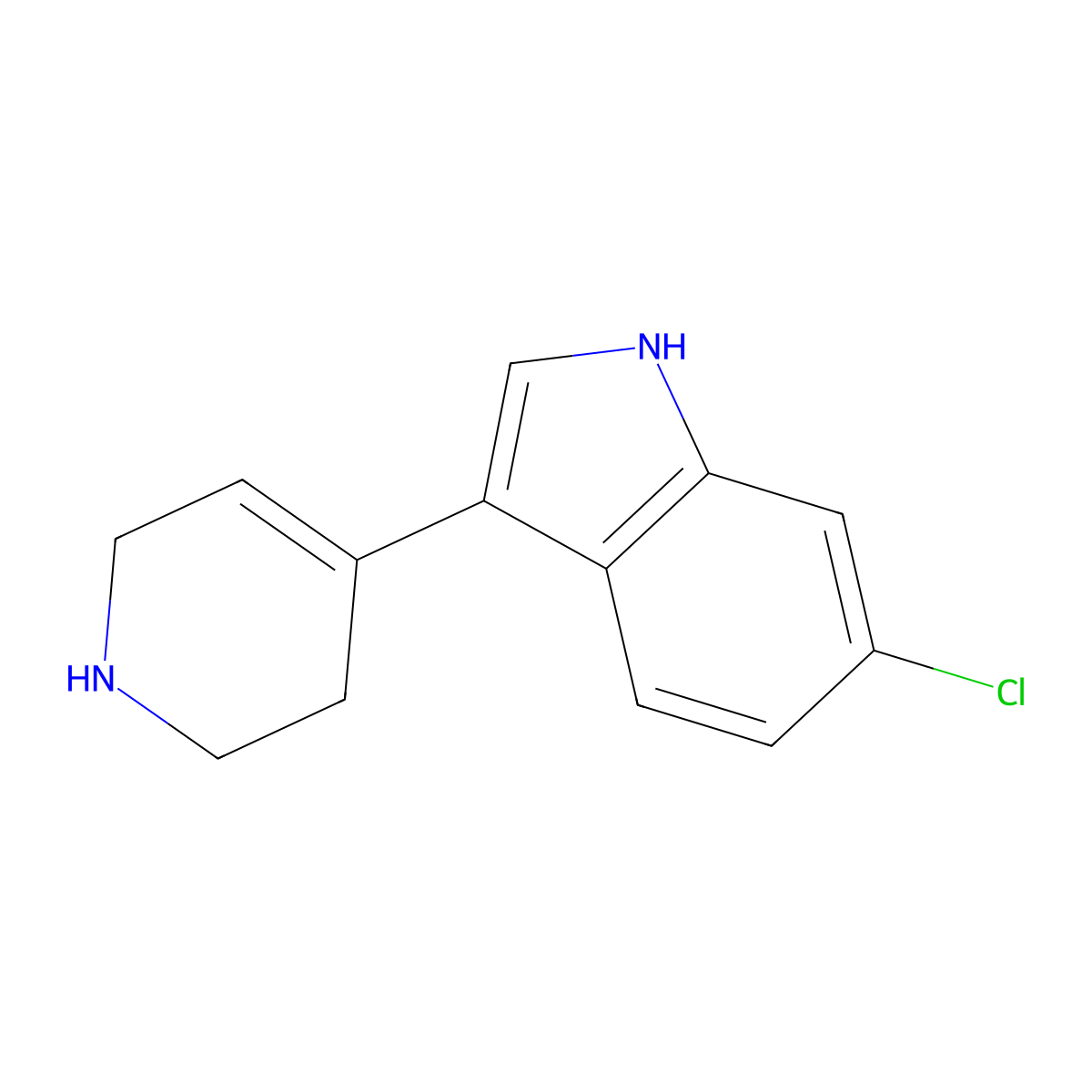 6-chloro-3-(1,2,3,6-tetrahydropyridin-4-yl)-1H-indole molecular structure, CAS 180160-77-4