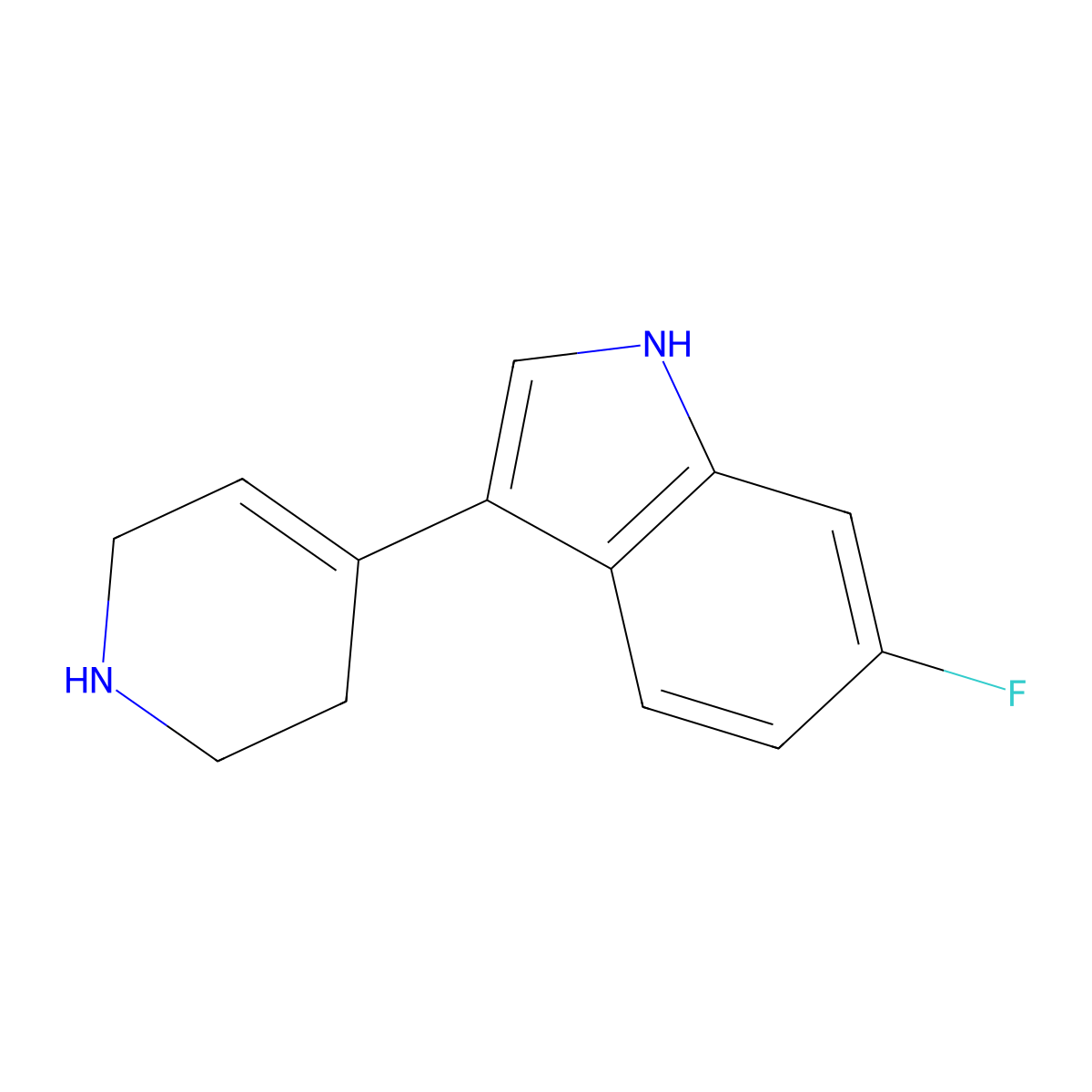 6-fluoro-3-(1,2,3,6-tetrahydropyridin-4-yl)-1H-indole molecular structure, CAS 180161-14-2