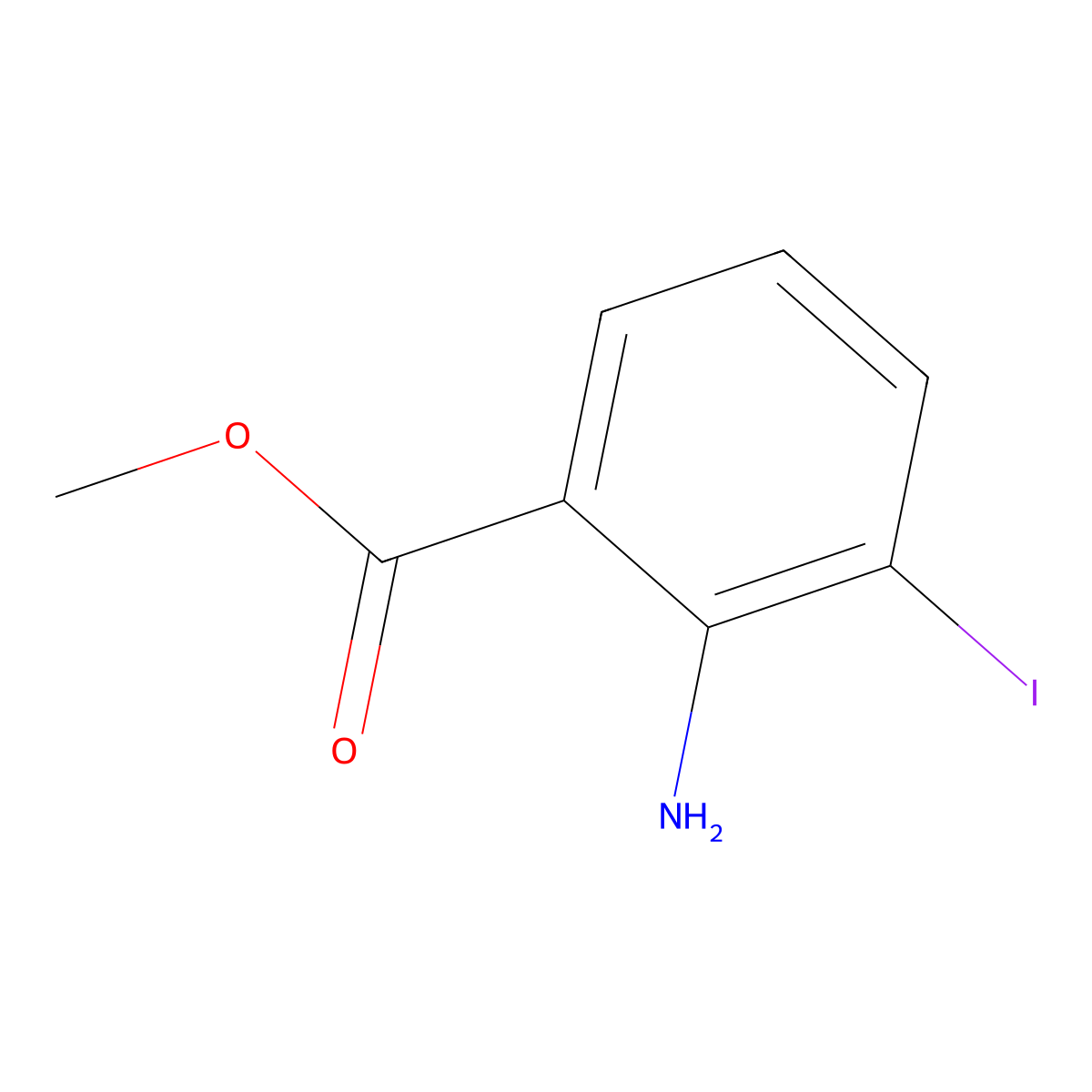 Methyl 2-amino-3-iodobenzoate molecular structure, CAS 180161-60-8