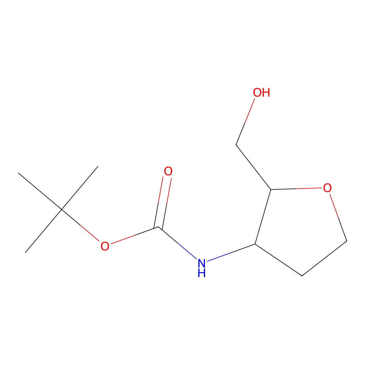 tert-butyl N-[(2S,3S)-2-(hydroxymethyl)tetrahydrofuran-3-yl]carbamate molecular structure, CAS 1801627-57-5