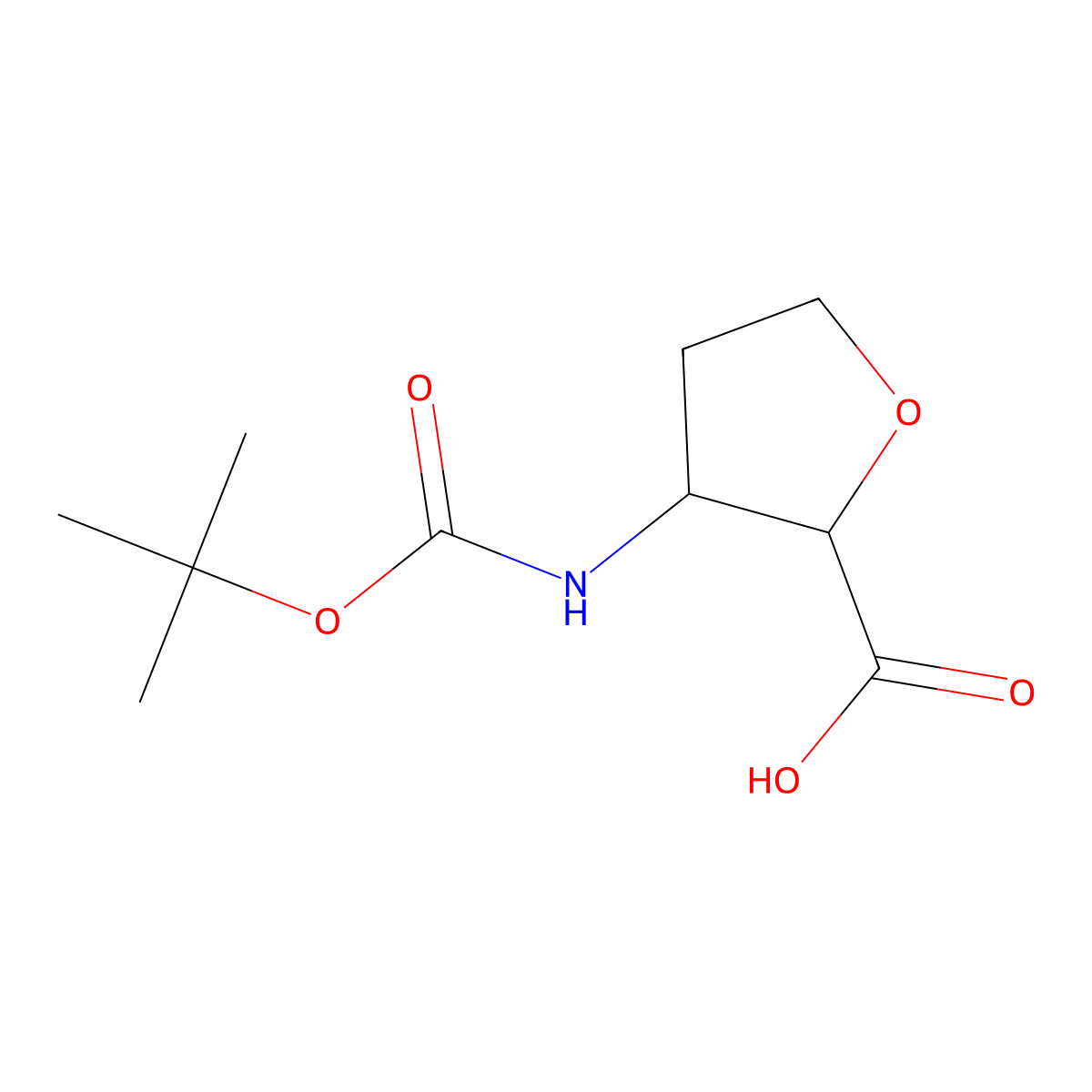 (2S,3S)-3-(tert-butoxycarbonylamino)tetrahydrofuran-2-carboxylic acid molecular structure, CAS 1801627-58-6