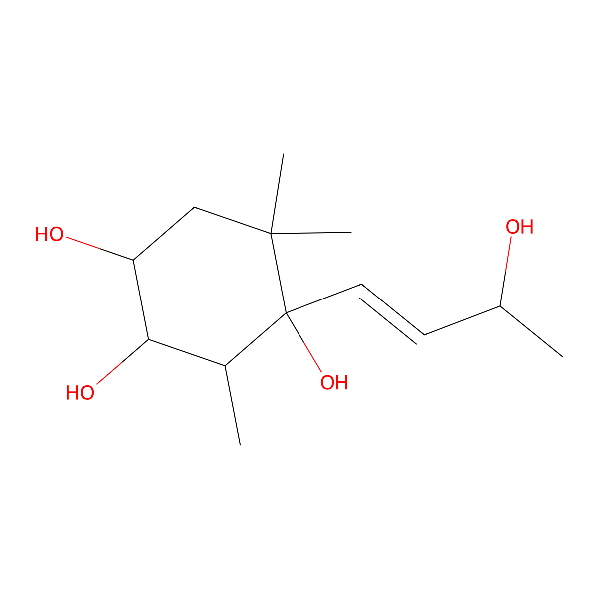 Megastigm-7-ene-3,4,6,9-tetrol molecular structure, CAS 180164-14-1