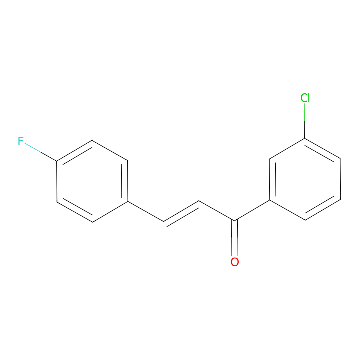 (2E)-1-(3-Chlorophenyl)-3-(4-fluorophenyl)prop-2-en-1-one molecular structure, CAS 1801666-50-1