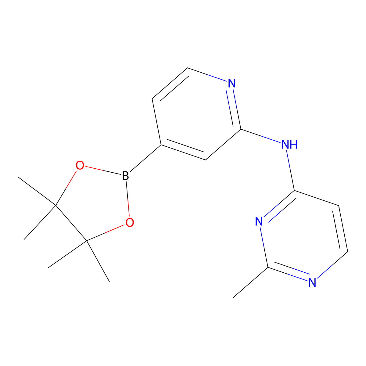 2-methyl-N-(4-(4,4,5,5-tetramethyl-1,3,2-dioxaborolan-2-yl)pyridin-2-yl)pyrimidin-4-amine molecular structure, CAS 1801684-86-5