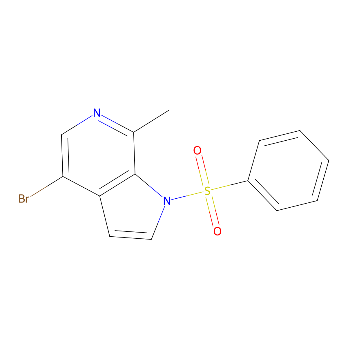 1-(benzenesulfonyl)-4-bromo-7-methyl-1H-pyrrolo[2,3-c]pyridine molecular structure, CAS 1801684-92-3