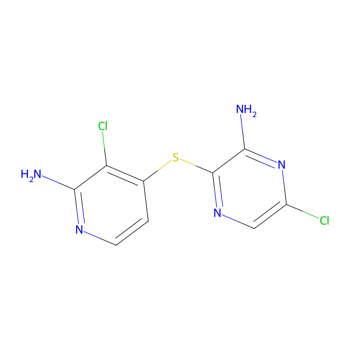 3-((2-Amino-3-chloropyridin-4-yl)thio)-6-chloropyrazin-2-amine molecular structure, CAS 1801693-86-6