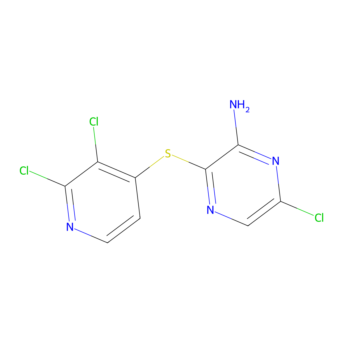 6-Chloro-3-((2,3-dichloropyridin-4-yl)thio)pyrazin-2-amine molecular structure, CAS 1801693-92-4