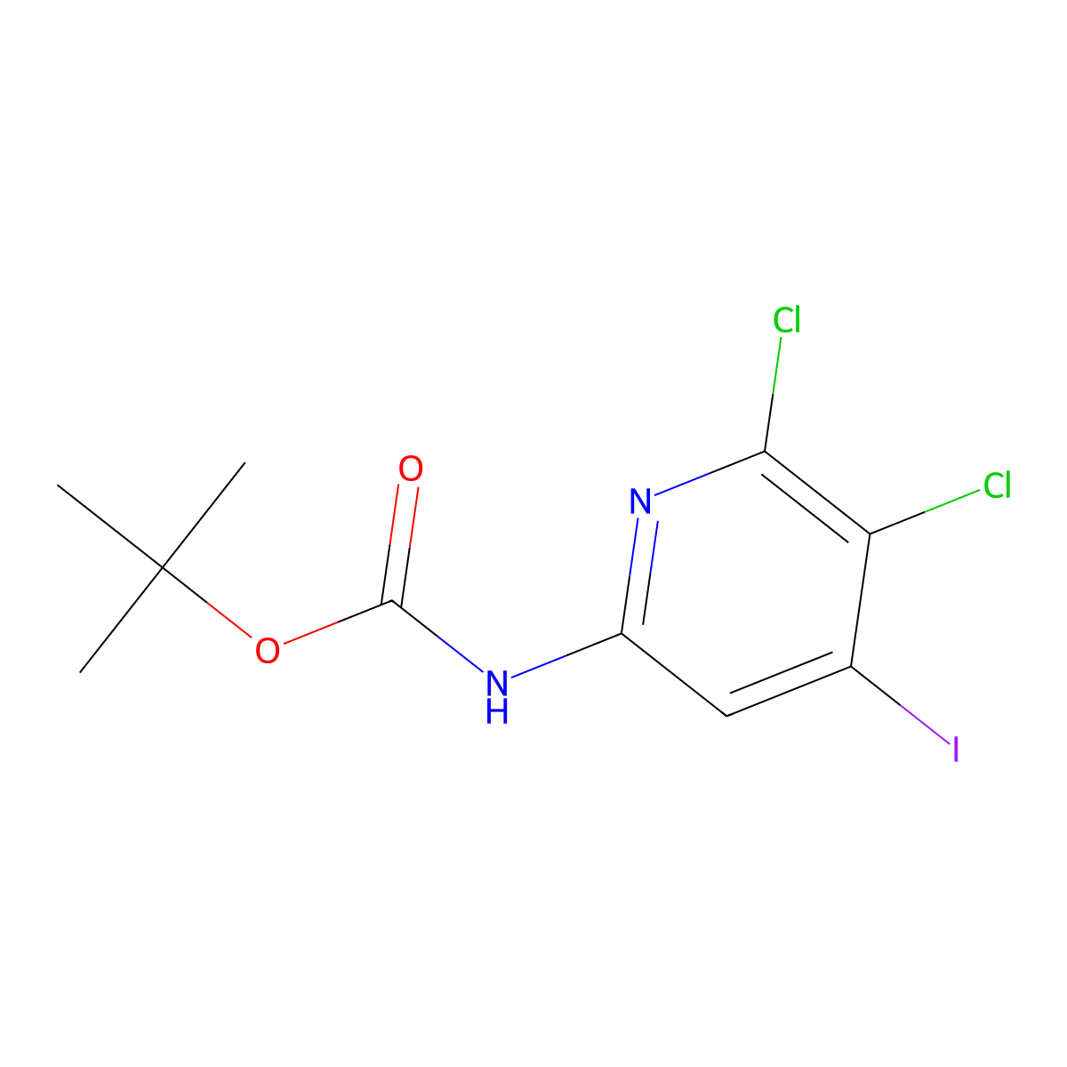 CArbamic acid, N-(5,6-dichloro-4-iodo-2-pyridinyl)-, 1,1-dimethylethyl ester molecular structure, CAS 1801693-97-9