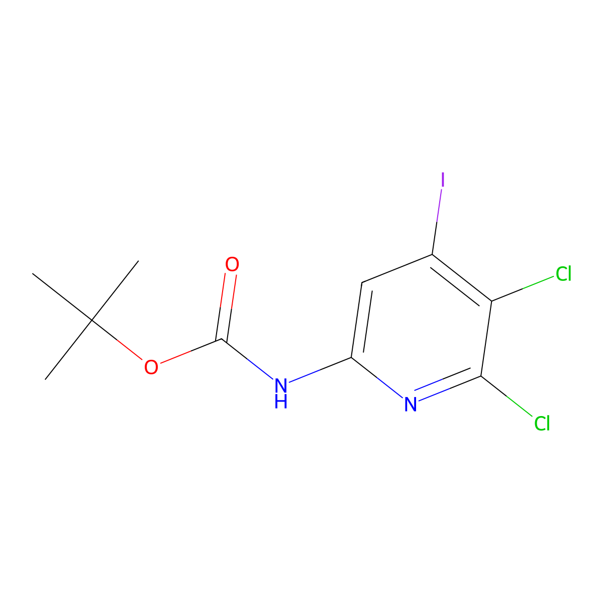 CArbamic acid, N-(5,6-dichloro-4-iodo-2-pyridinyl)-, 1,1-dimethylethyl ester molecular structure, CAS 1801693-97-9