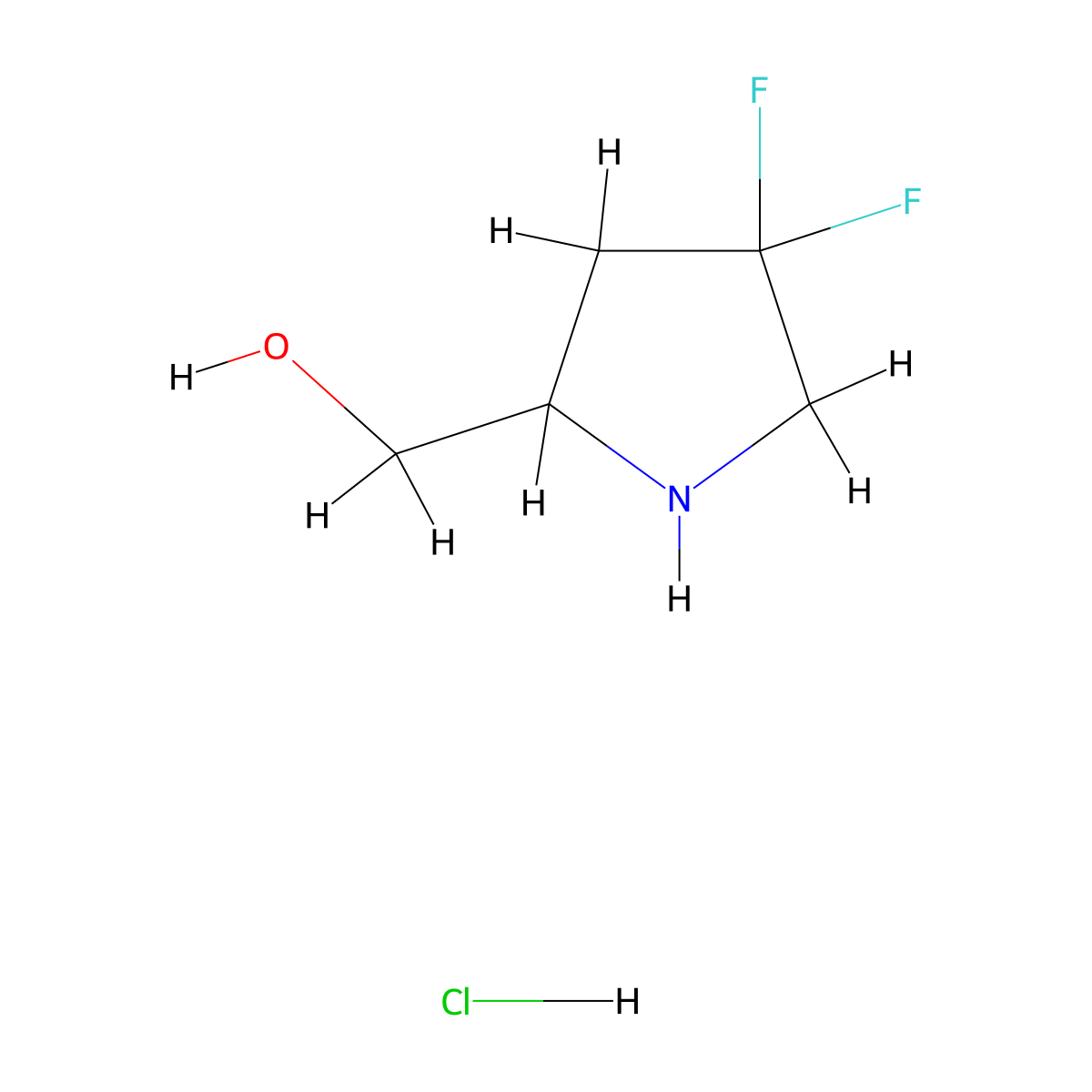 (4,4-Difluoropyrrolidin-2-yl)methanol hydrochloride molecular structure, CAS 1801708-76-8