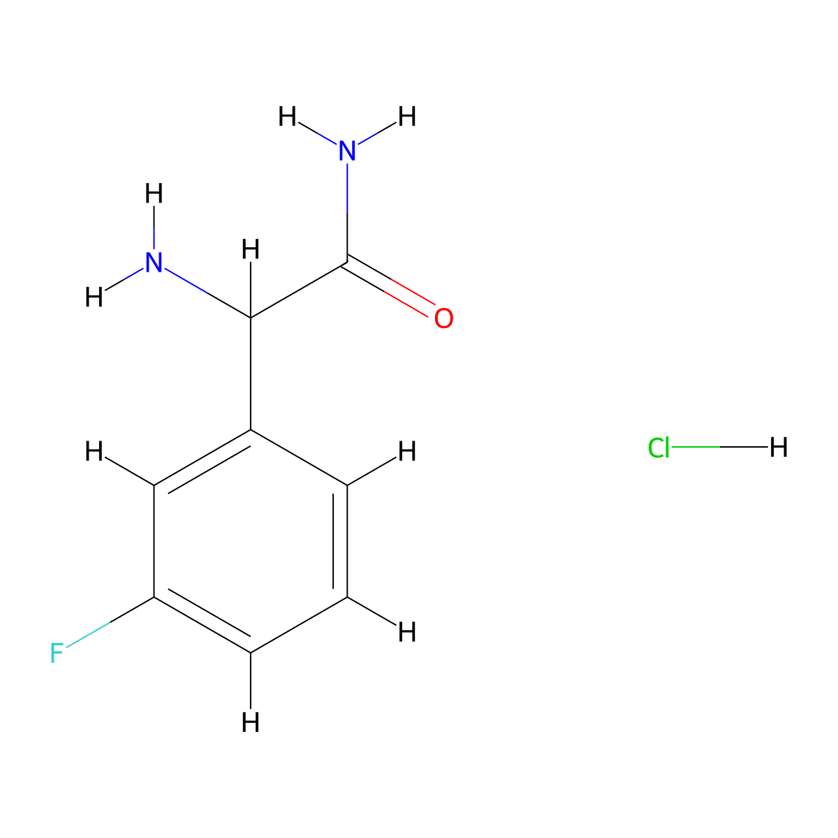 2-Amino-2-(3-fluorophenyl)acetamide hydrochloride molecular structure, CAS 1801739-59-2