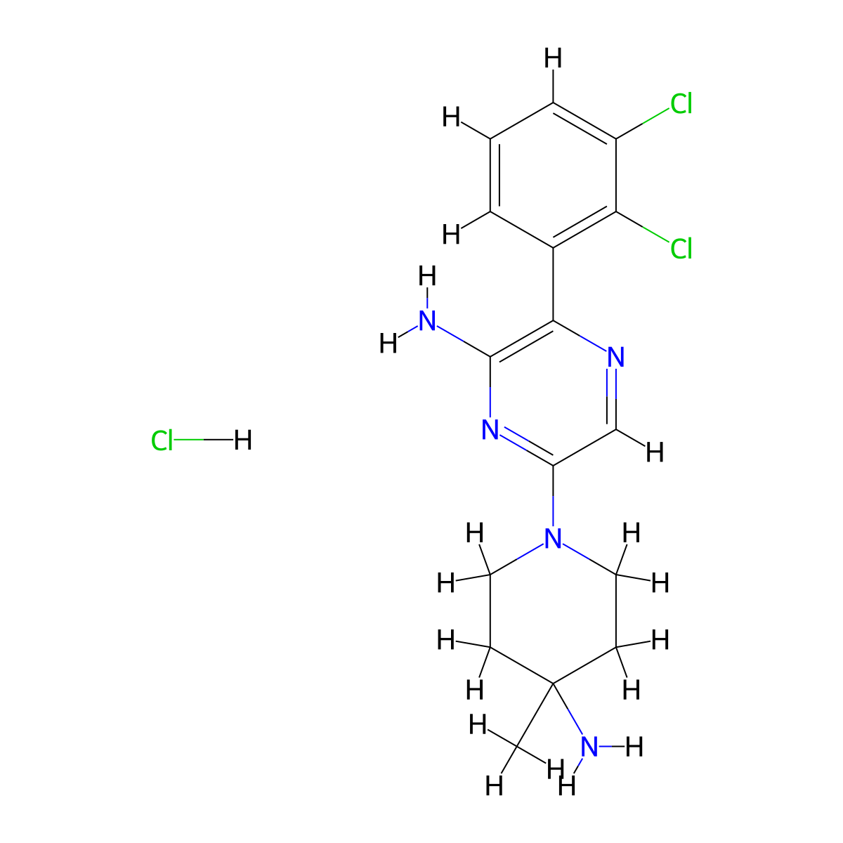 6-(4-Amino-4-methylpiperidin-1-yl)-3-(2,3-dichlorophenyl)pyrazin-2-amine hydrochloride molecular structure, CAS 1801747-11-4