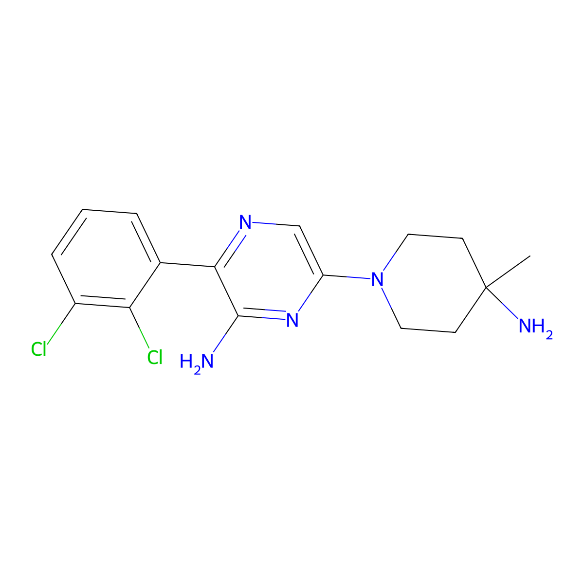 6-(4-Amino-4-methylpiperidin-1-yl)-3-(2,3-dichlorophenyl)pyrazin-2-amine molecular structure, CAS 1801747-42-1