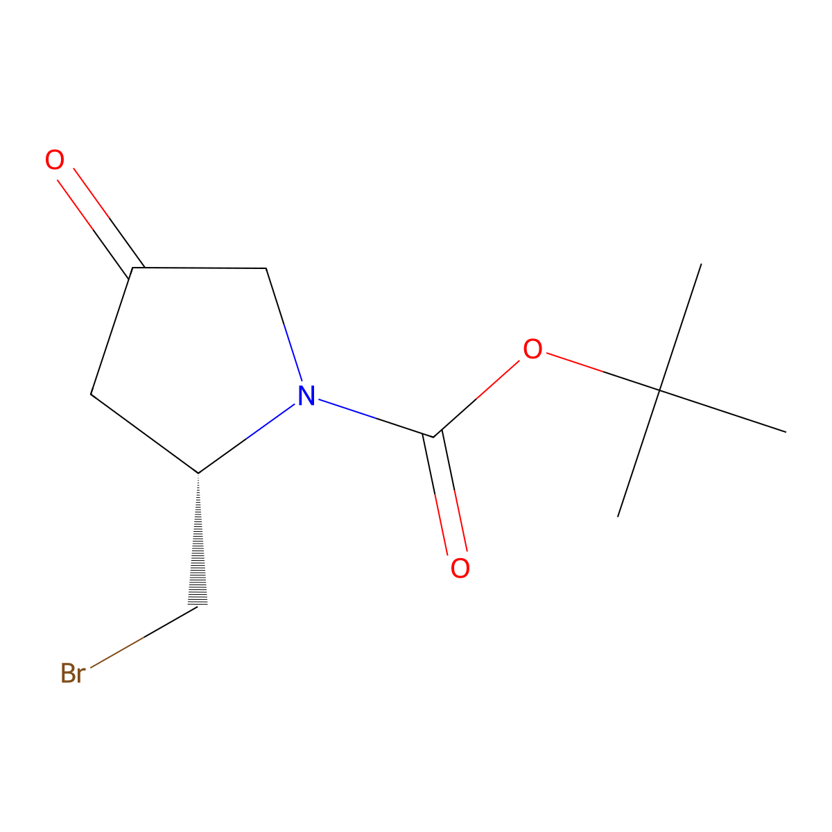 tert-Butyl (2S)-2-(bromomethyl)-4-oxopyrrolidine-1-carboxylate molecular structure, CAS 1801748-54-8