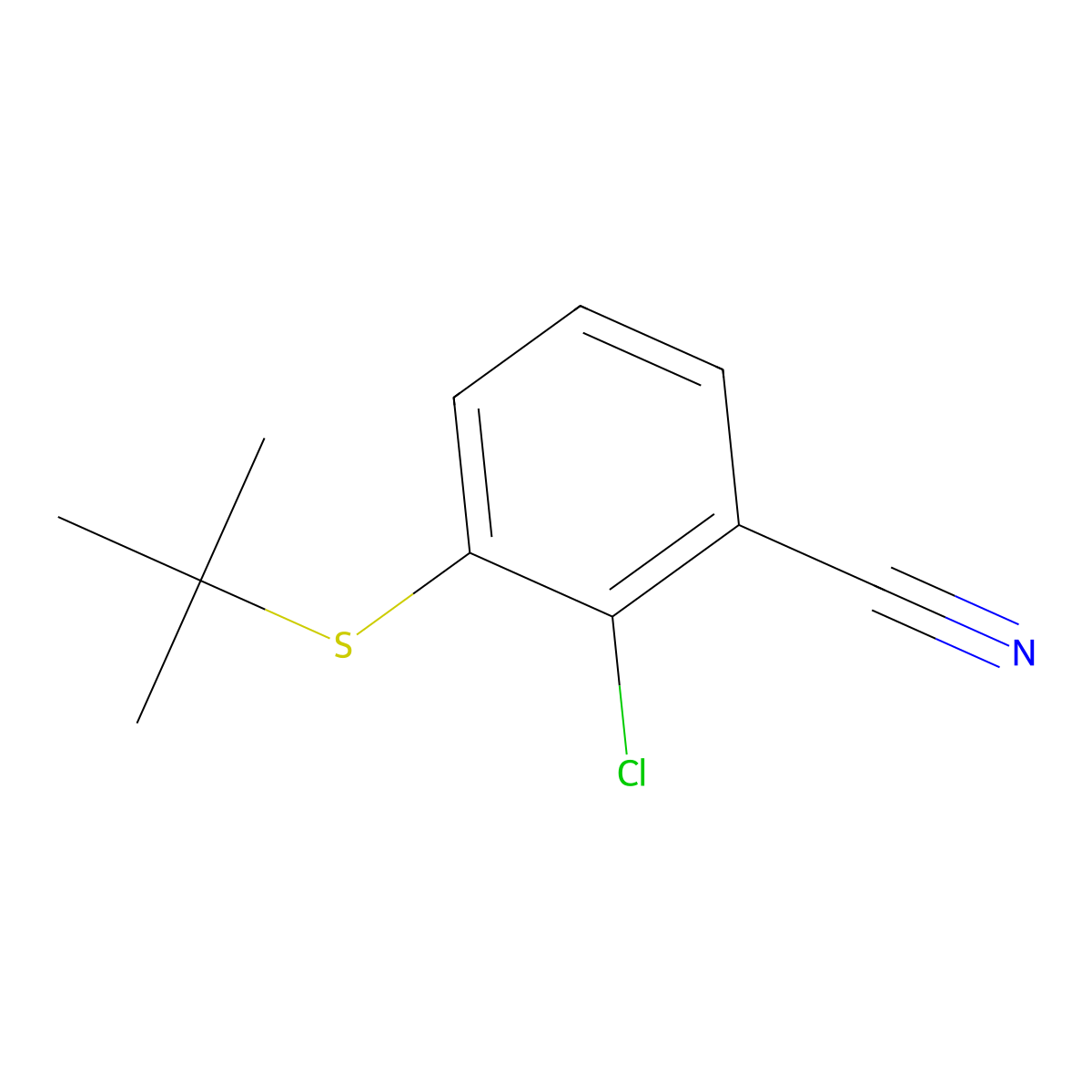 3-(tert-Butylthio)-2-chlorobenzonitrile molecular structure, CAS 1801766-08-4