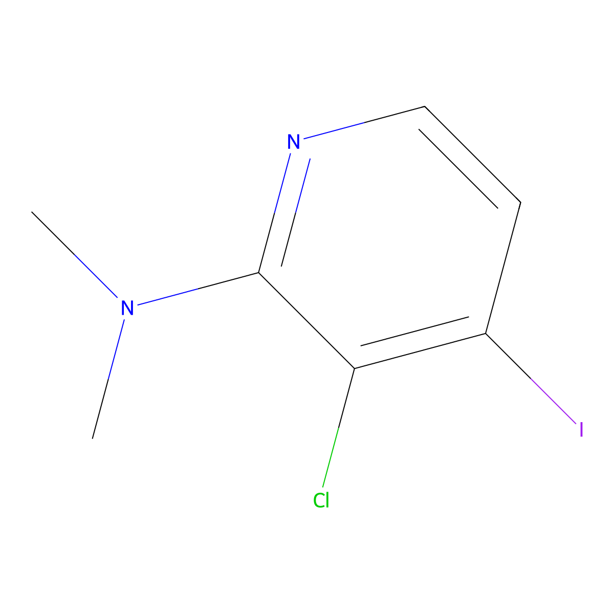 3-Chloro-4-iodo-N,N-dimethylpyridin-2-amine molecular structure, CAS 1801766-16-4