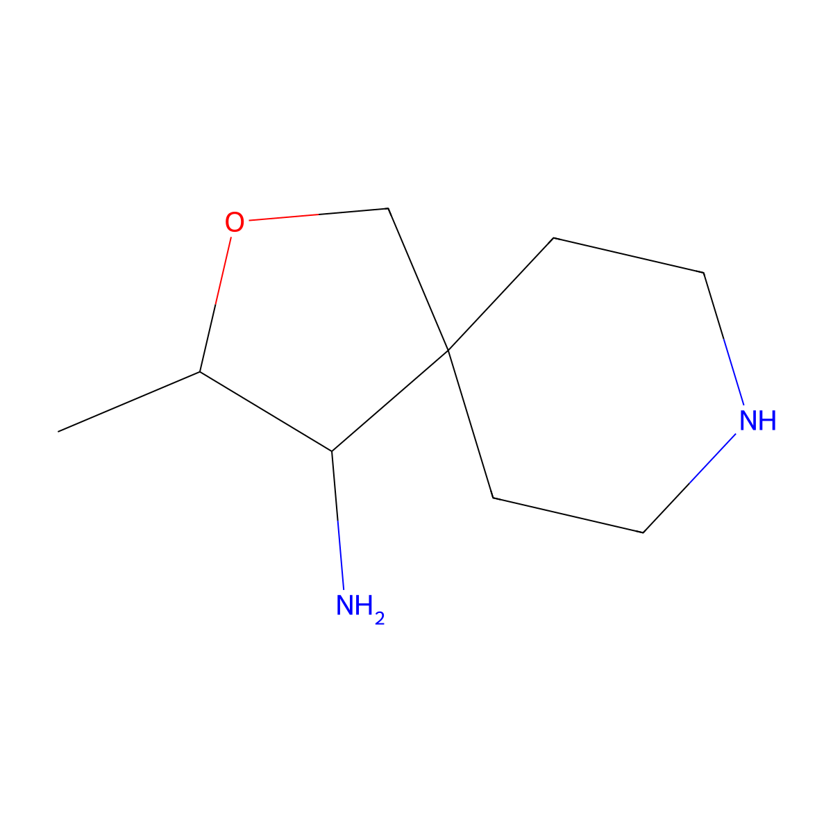 (3R,4S)-3-Methyl-2-oxa-8-azaspiro[4.5]decan-4-amine molecular structure, CAS 1801767-24-7