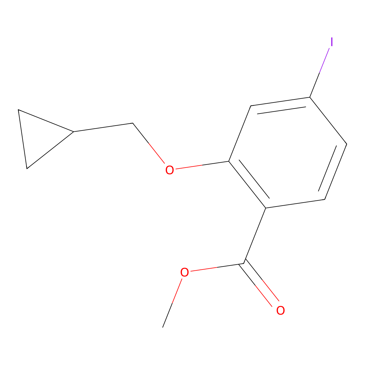 Methyl 2-(cyclopropylmethoxy)-4-iodobenzoate molecular structure, CAS 1801777-14-9