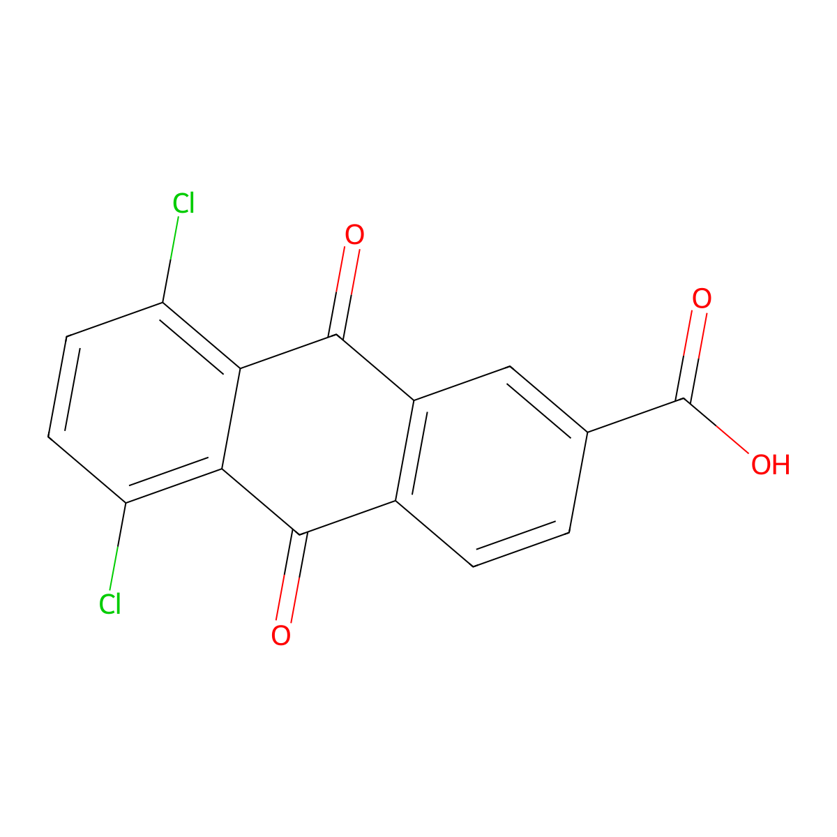 5,8-Dichloro-9,10-dihydro-9,10-dioxo-2-anthroic acid molecular structure, CAS 18018-22-9