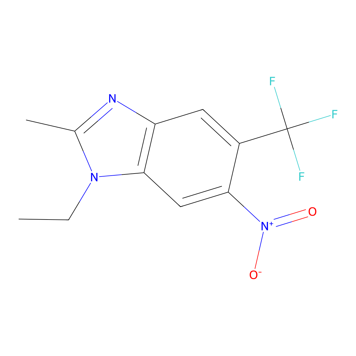 1H-Benzimidazole, 1-ethyl-2-methyl-6-nitro-5-(trifluoromethyl)- molecular structure, CAS 18018-33-2