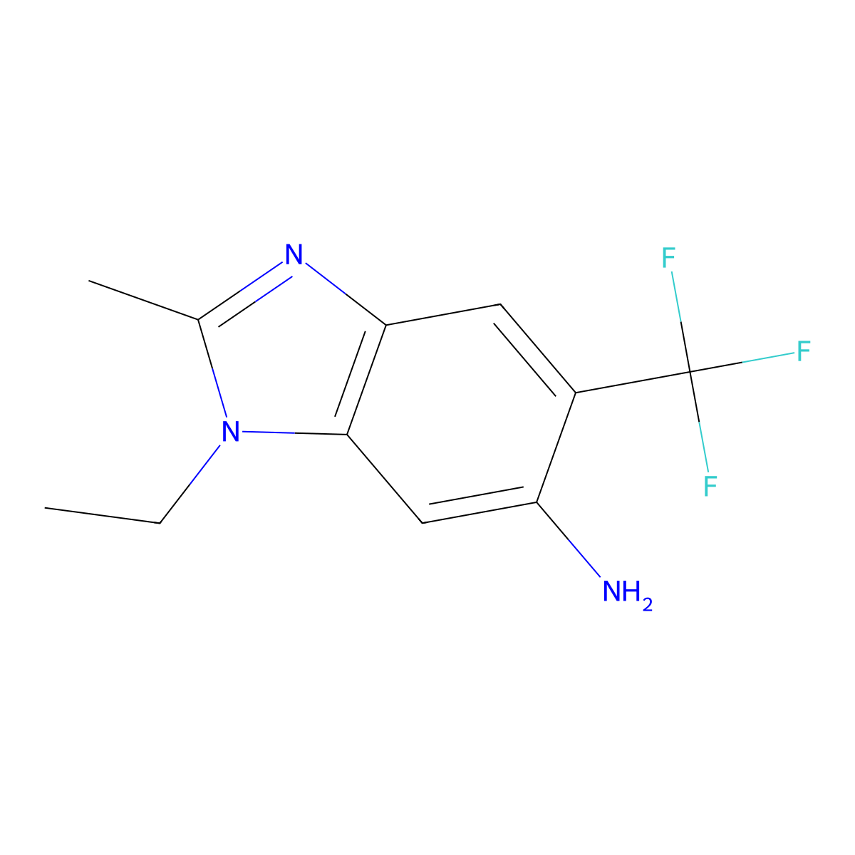 1H-Benzimidazol-6-amine, 1-ethyl-2-methyl-5-(trifluoromethyl)- molecular structure, CAS 18018-34-3