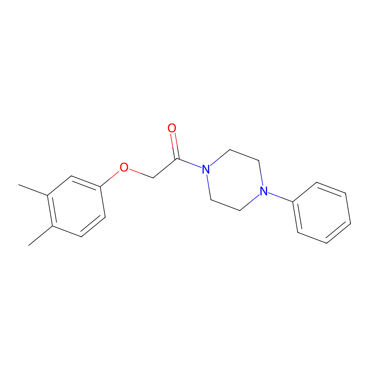 2-(3,4-Dimethylphenoxy)-1-(4-phenylpiperazin-1-yl)ethanone molecular structure, CAS 18018-80-9
