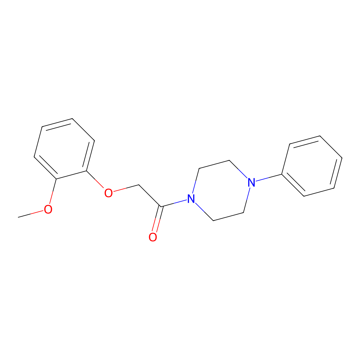 2-(2-Methoxyphenoxy)-1-(4-phenylpiperazin-1-yl)ethanone molecular structure, CAS 18018-81-0