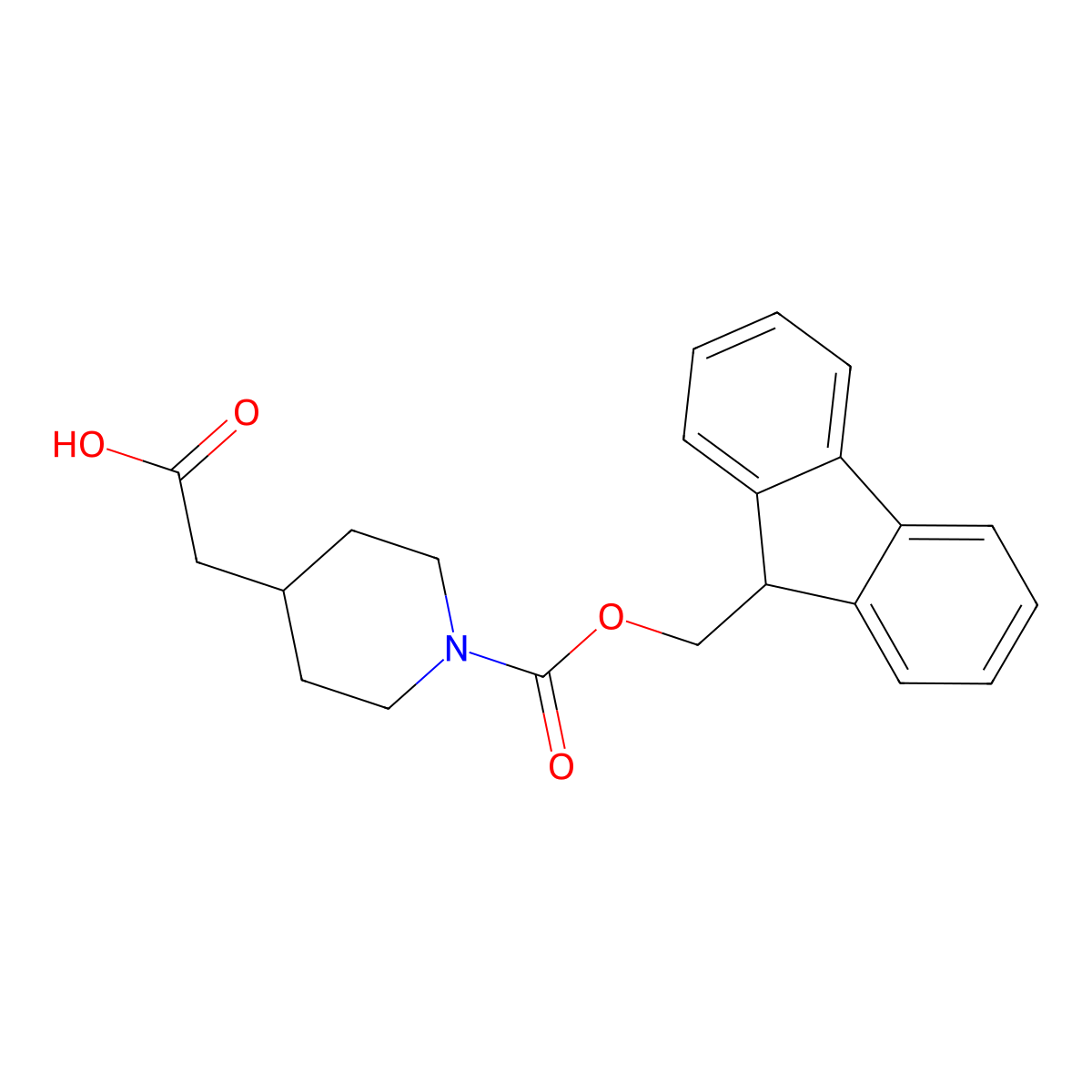 2-(1-{[(9H-fluoren-9-yl)methoxy]carbonyl}piperidin-4-yl)acetic acid molecular structure, CAS 180181-05-9