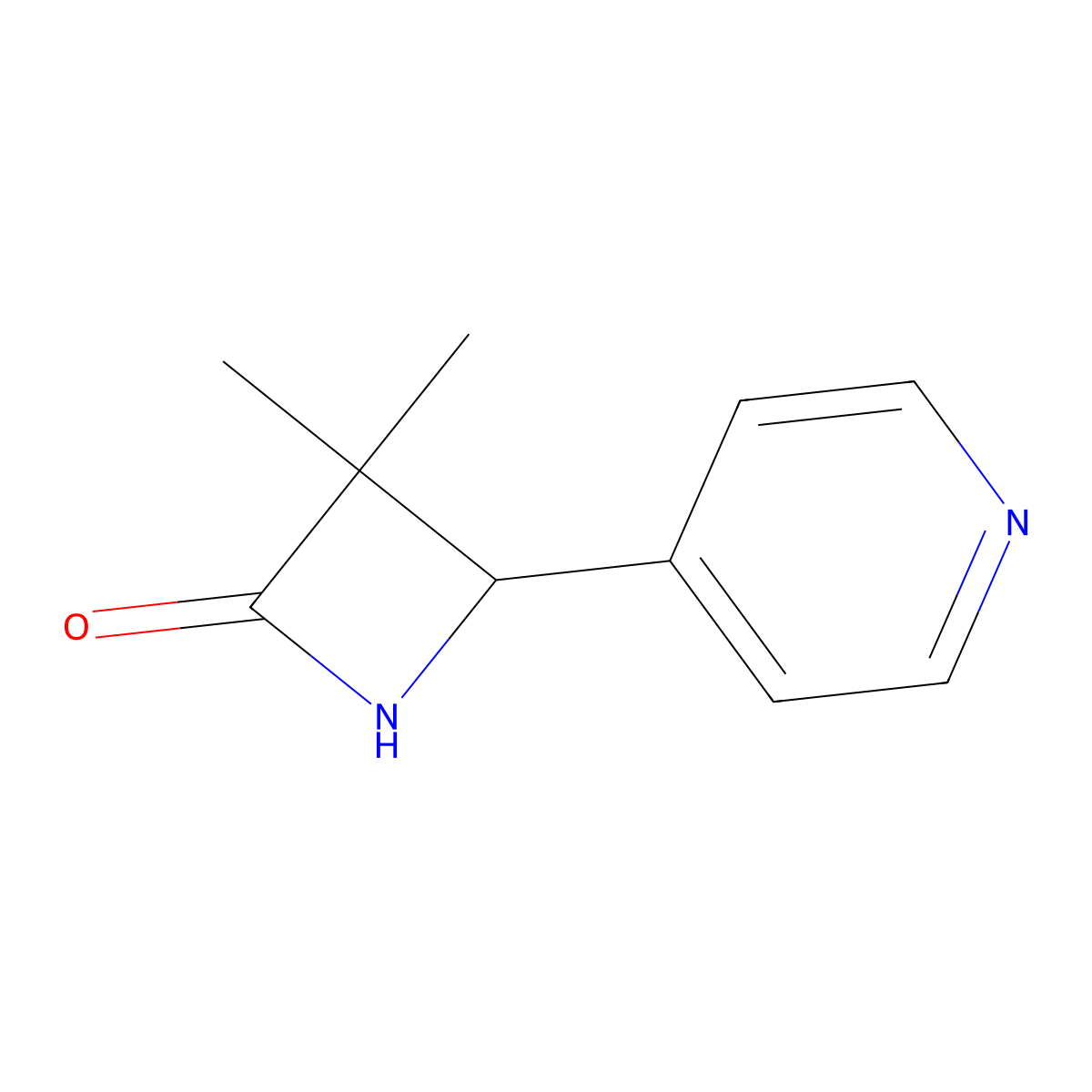 3,3-Dimethyl-4-(pyridin-4-yl)azetidin-2-one molecular structure, CAS 180181-64-0