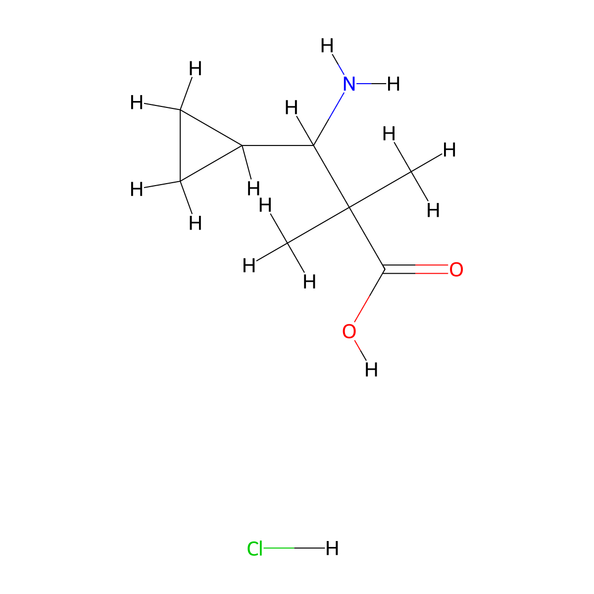 3-Amino-3-cyclopropyl-2,2-dimethylpropanoic acid hydrochloride molecular structure, CAS 180181-74-2