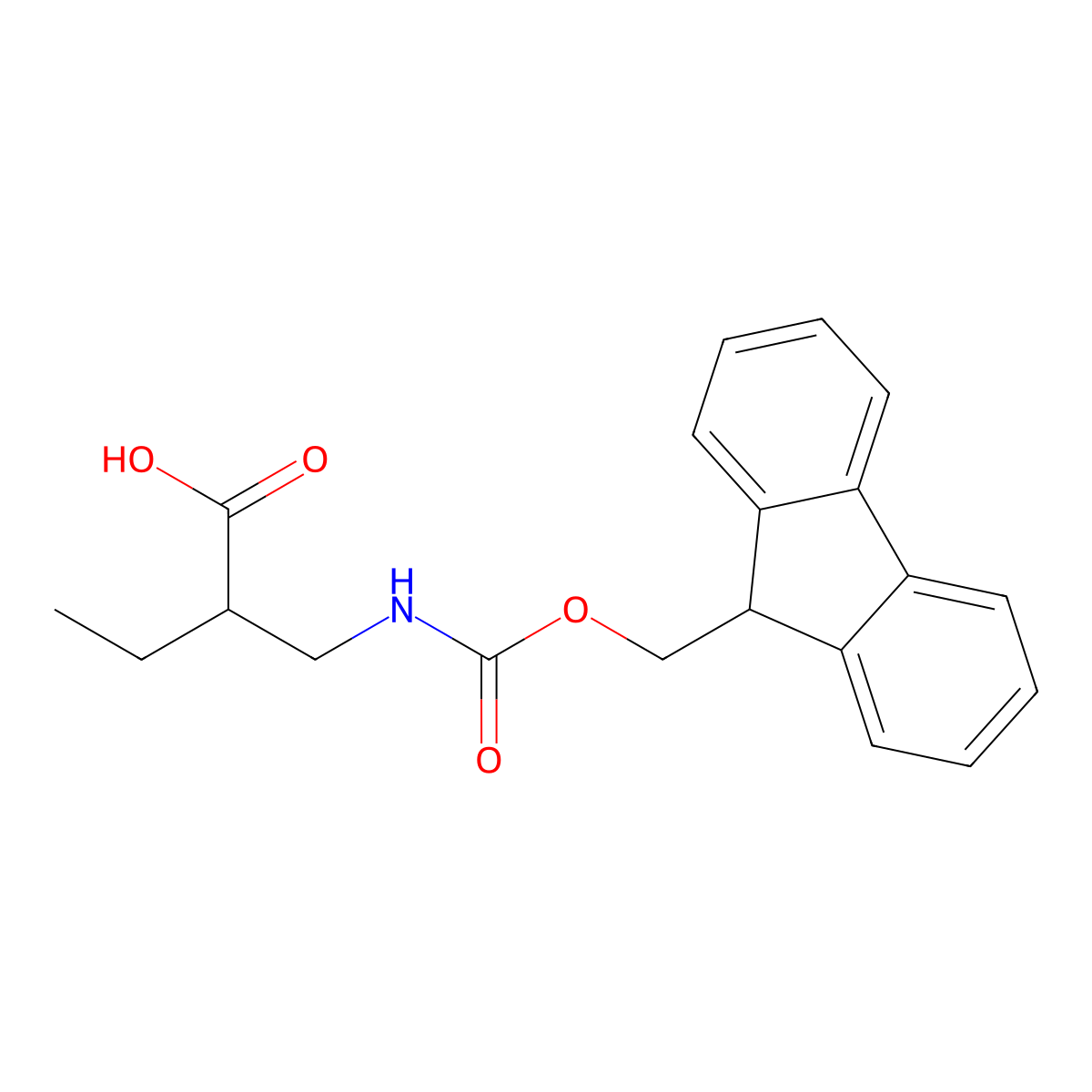 (R)-2-[(9H-Fluoren-9-ylmethoxycarbonylamino)-methyl]-butyric acid molecular structure, CAS 180181-95-7
