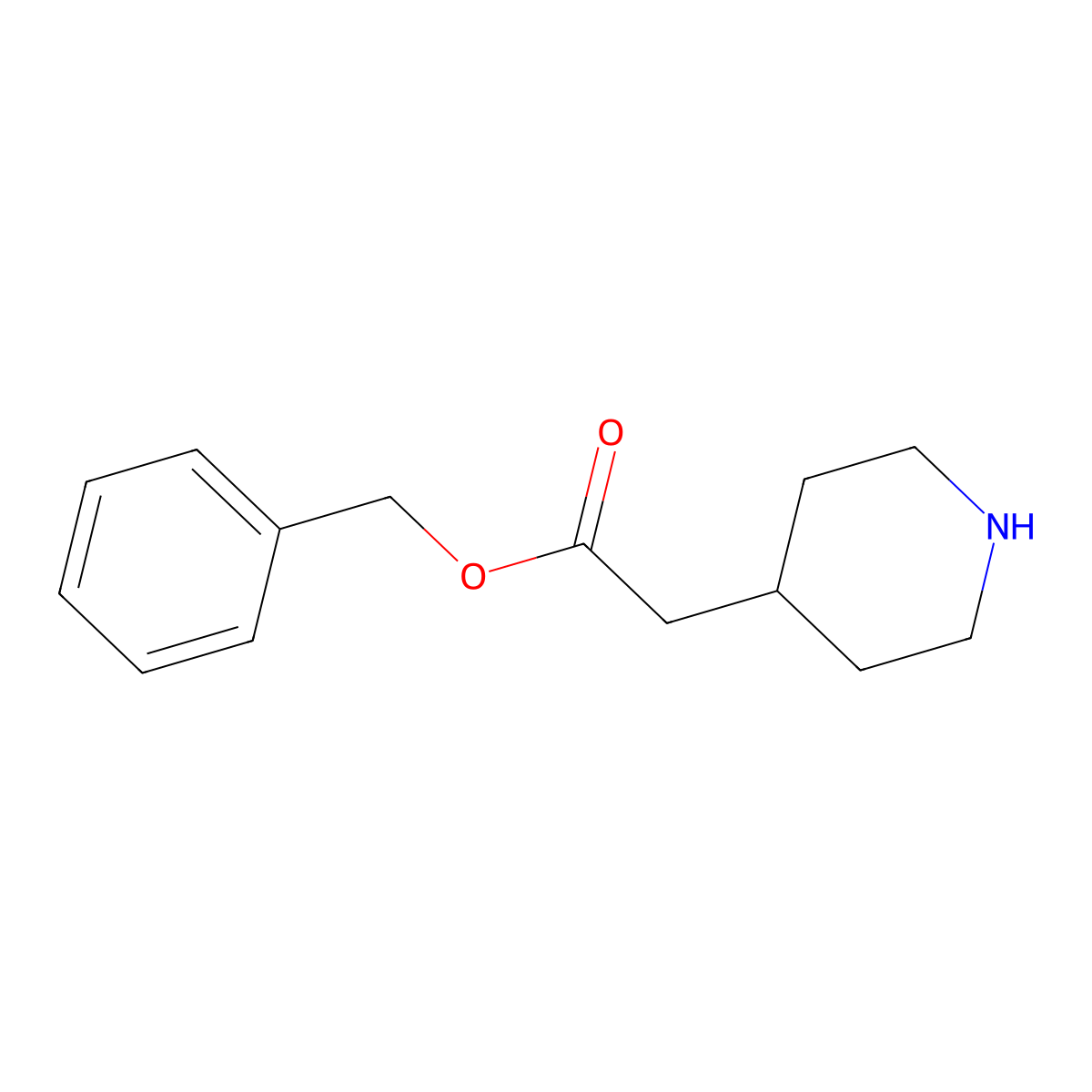 Phenylmethyl 4-piperidineacetate molecular structure, CAS 180182-05-2