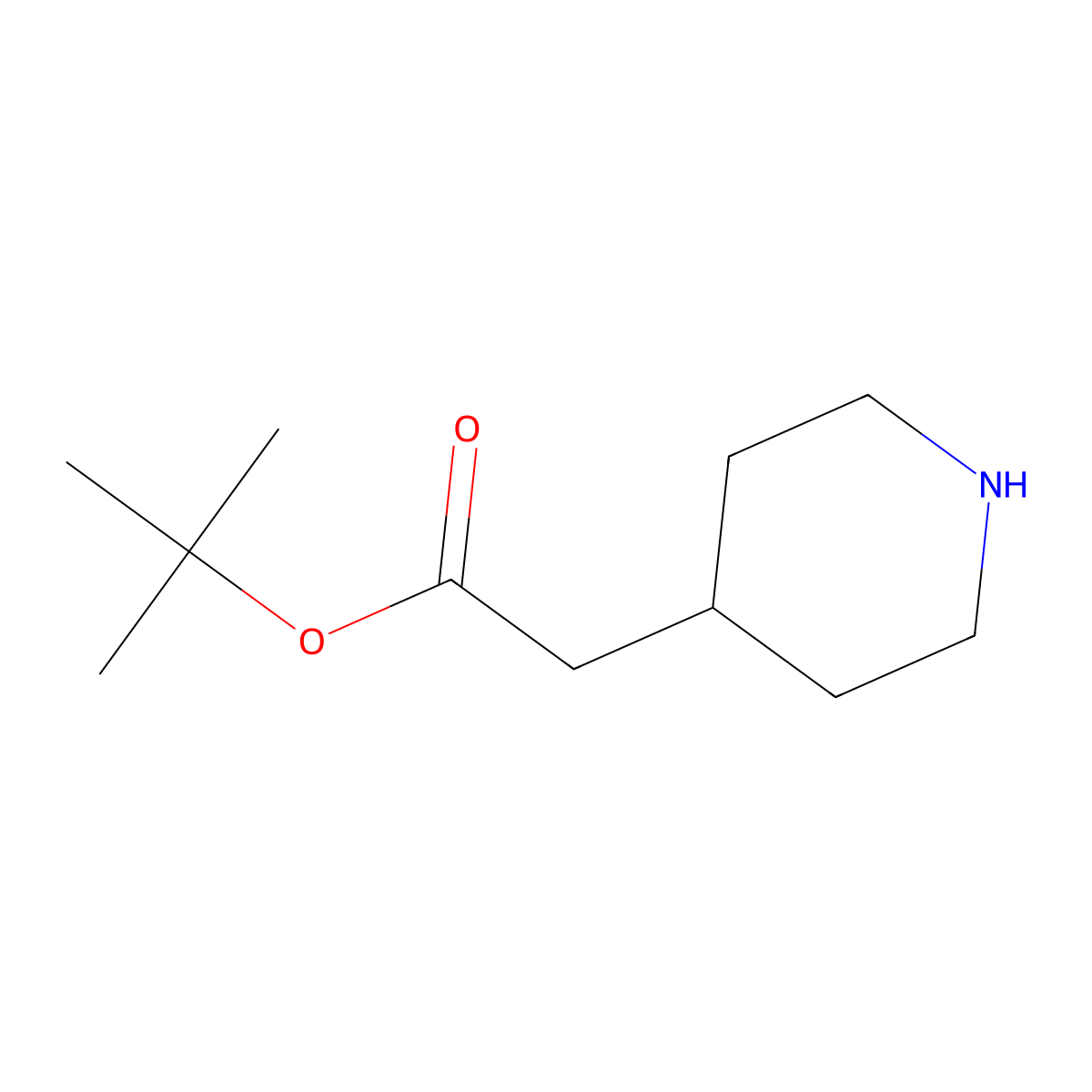 Tert-butyl 2-(piperidin-4-yl)acetate molecular structure, CAS 180182-07-4