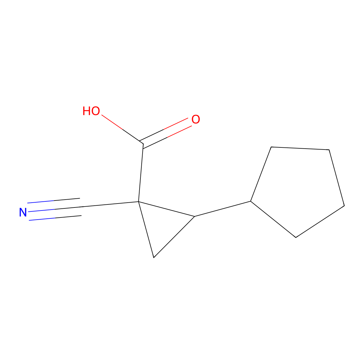 1-Cyano-2-cyclopentylcyclopropane-1-carboxylic acid molecular structure, CAS 1801868-11-0