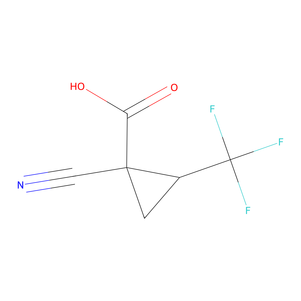 1-Cyano-2-(trifluoromethyl)cyclopropane-1-carboxylic acid molecular structure, CAS 1801869-68-0