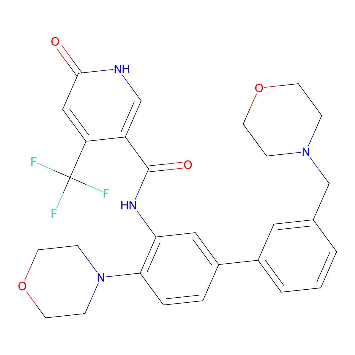 N-[2-morpholin-4-yl-5-[3-(morpholin-4-ylmethyl)phenyl]phenyl]-6-oxo-4-(trifluoromethyl)-1H-pyridine-3-carboxamide molecular structure, CAS 1801873-49-3