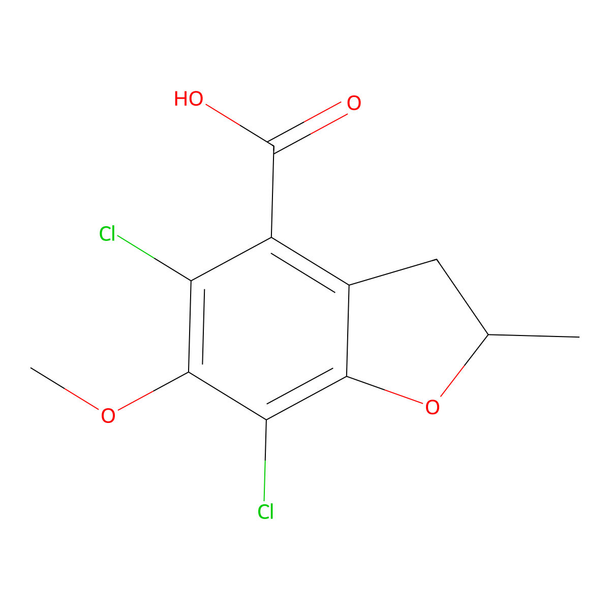 (S)-5,7-dichloro-6-methoxy-2-methyl-2,3-dihydrobenzofuran-4-carboxylic acid molecular structure, CAS 1801880-74-9