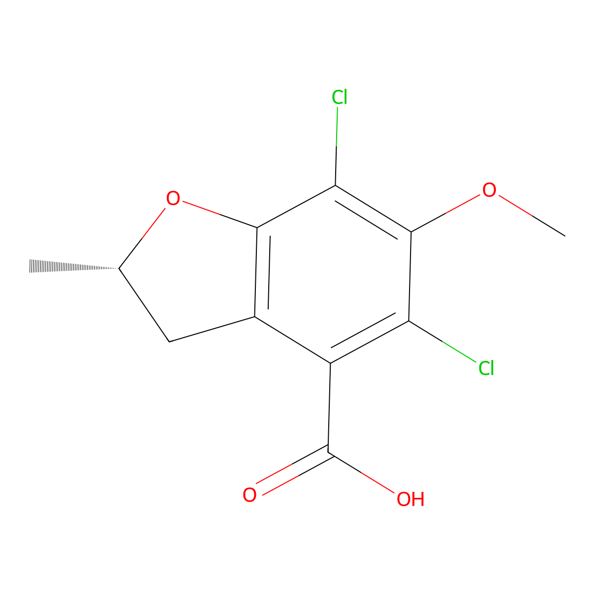 (S)-5,7-dichloro-6-methoxy-2-methyl-2,3-dihydrobenzofuran-4-carboxylic acid molecular structure, CAS 1801880-74-9