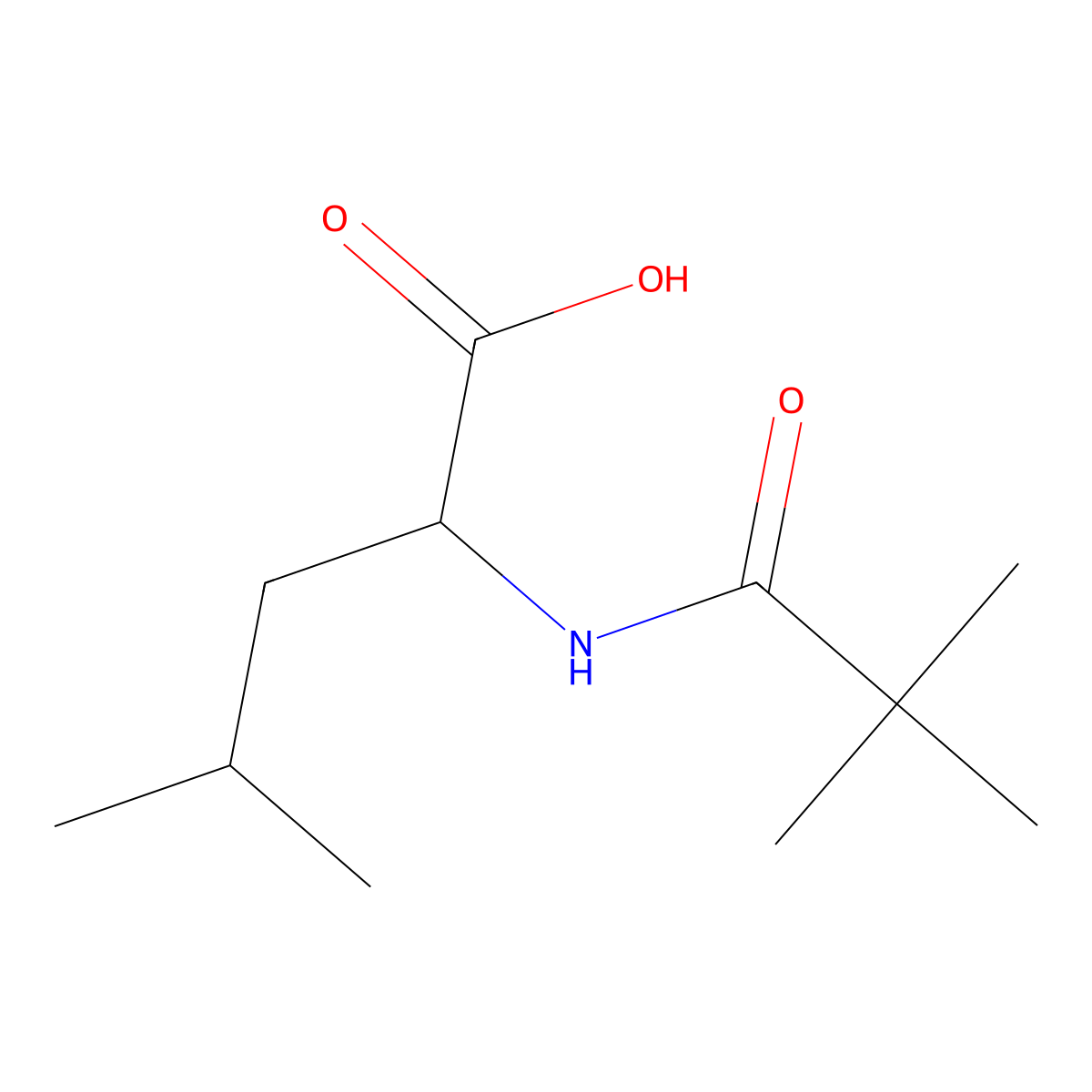 2-(2,2-Dimethylpropanamido)-4-methylpentanoic acid molecular structure, CAS 1801893-44-6