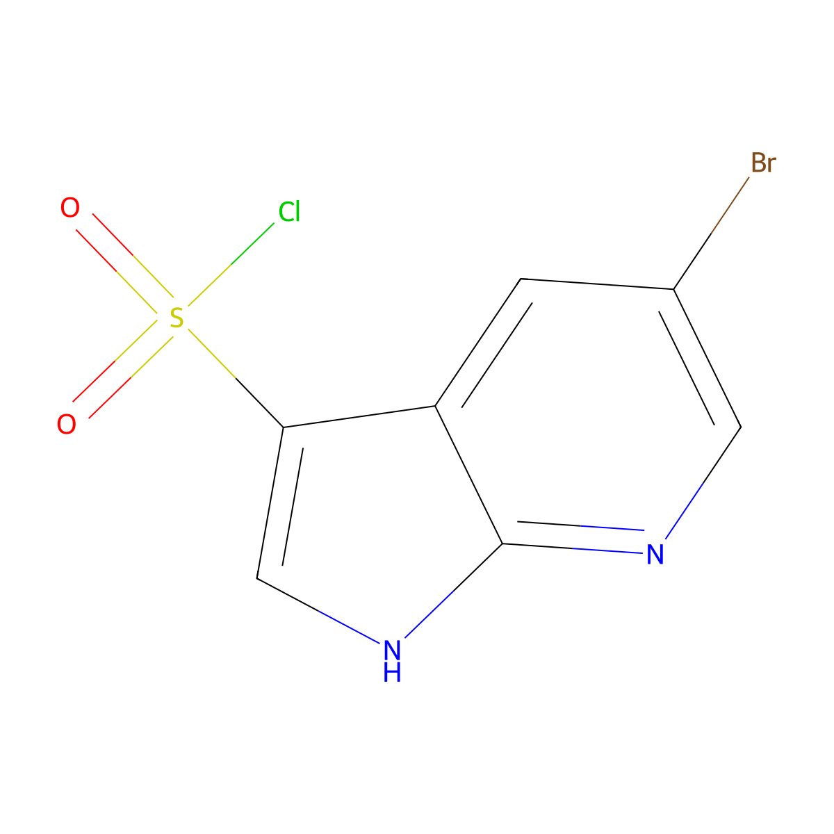 5-bromo-1H-pyrrolo(2,3-b)pyridine-3-sulfonyl chloride molecular structure, CAS 1801906-01-3