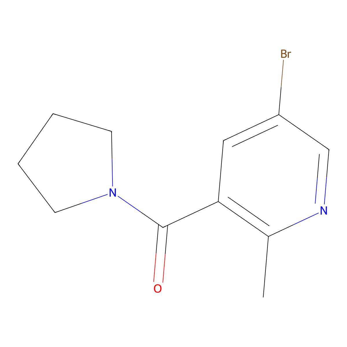 5-Bromo-2-methyl-3-[(pyrrolidin-1-yl)carbonyl]pyridine molecular structure, CAS 1801907-33-4