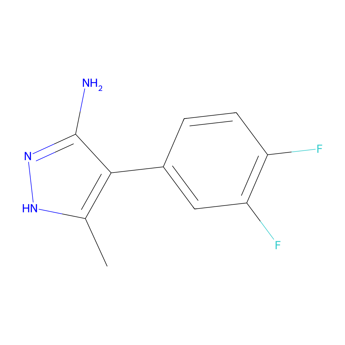 4-(3,4-difluorophenyl)-3-methyl-1H-pyrazol-5-amine molecular structure, CAS 1801931-22-5