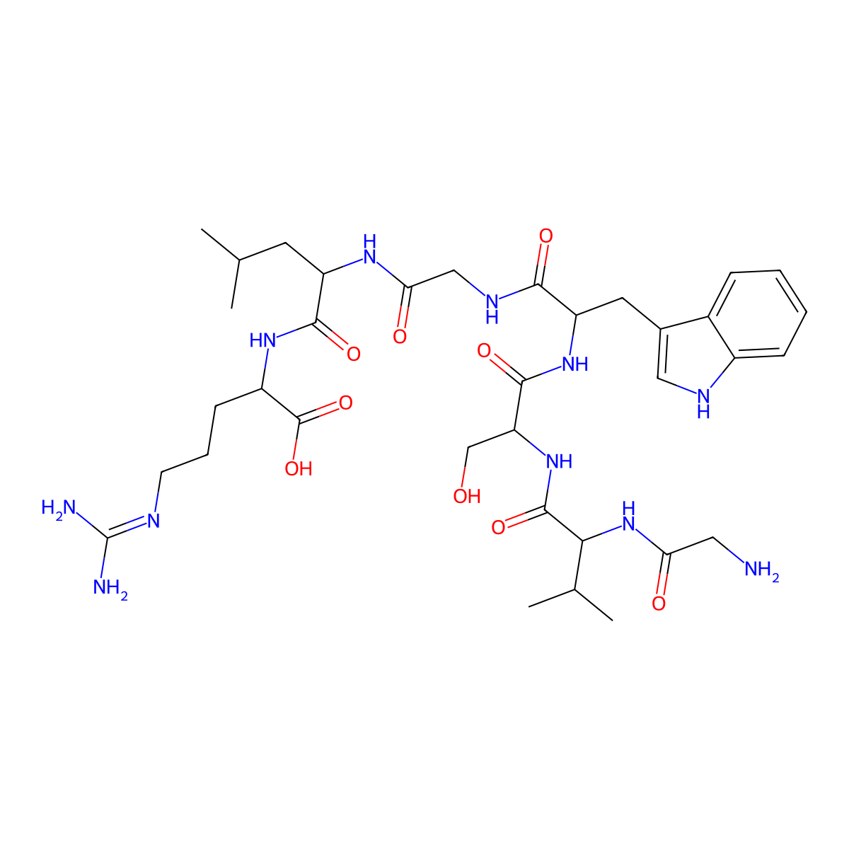 L-Arginine, glycyl-L-valyl-L-seryl-L-tryptophylglycyl-L-leucyl- molecular structure, CAS 1801959-12-5