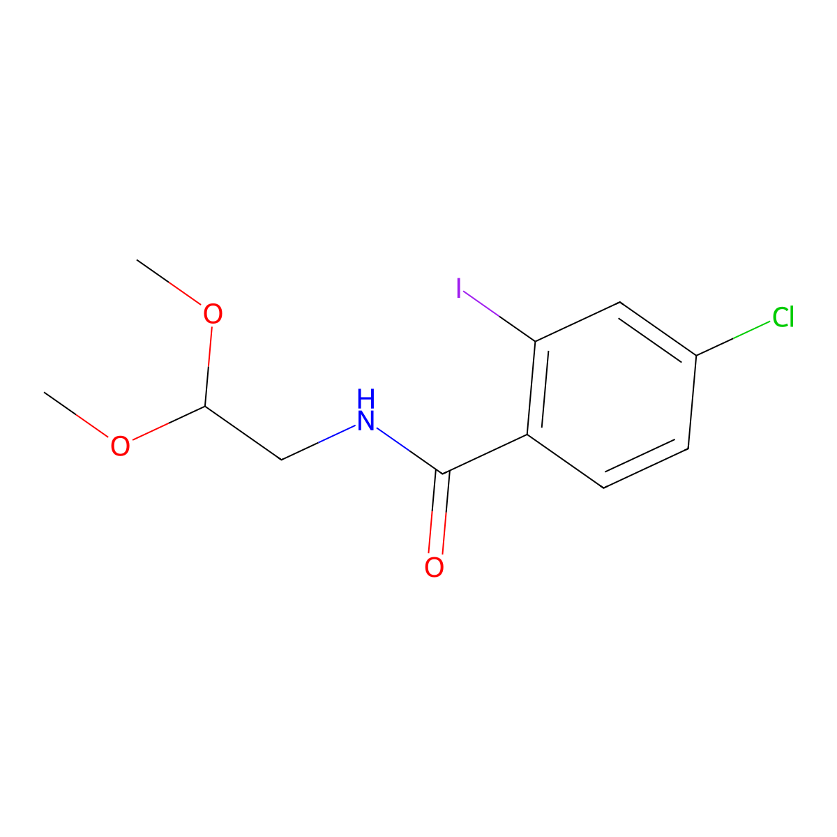 4-Chloro-N-(2,2-dimethoxyethyl)-2-iodobenzamide molecular structure, CAS 1801971-34-5