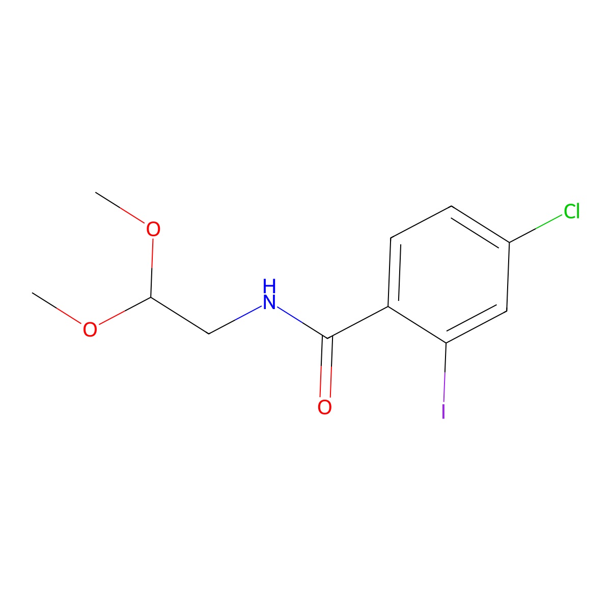 4-Chloro-N-(2,2-dimethoxyethyl)-2-iodobenzamide molecular structure, CAS 1801971-34-5